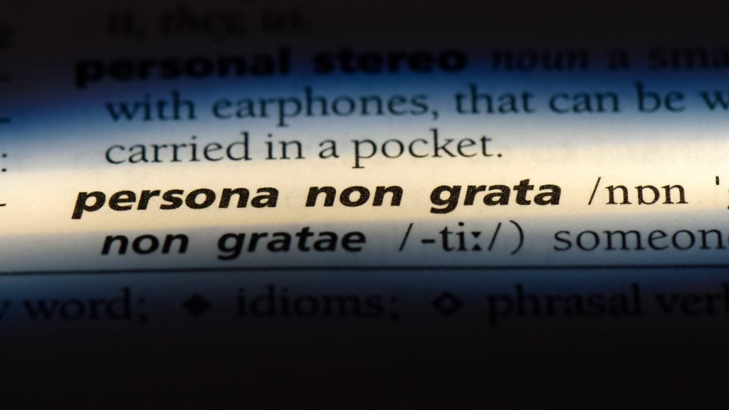 persona non grata word in a dictionary most hated person