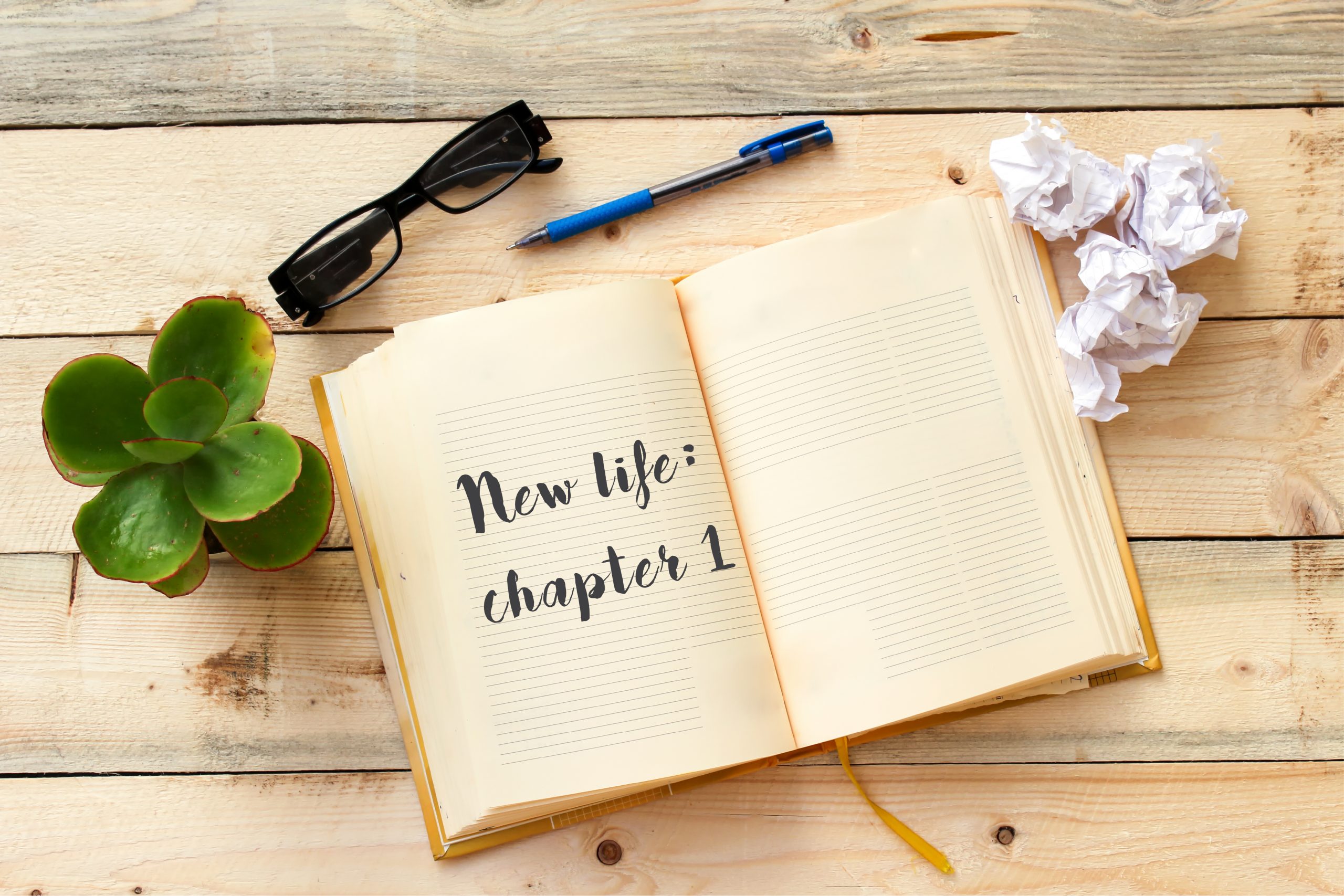 open book written new life chapter 1