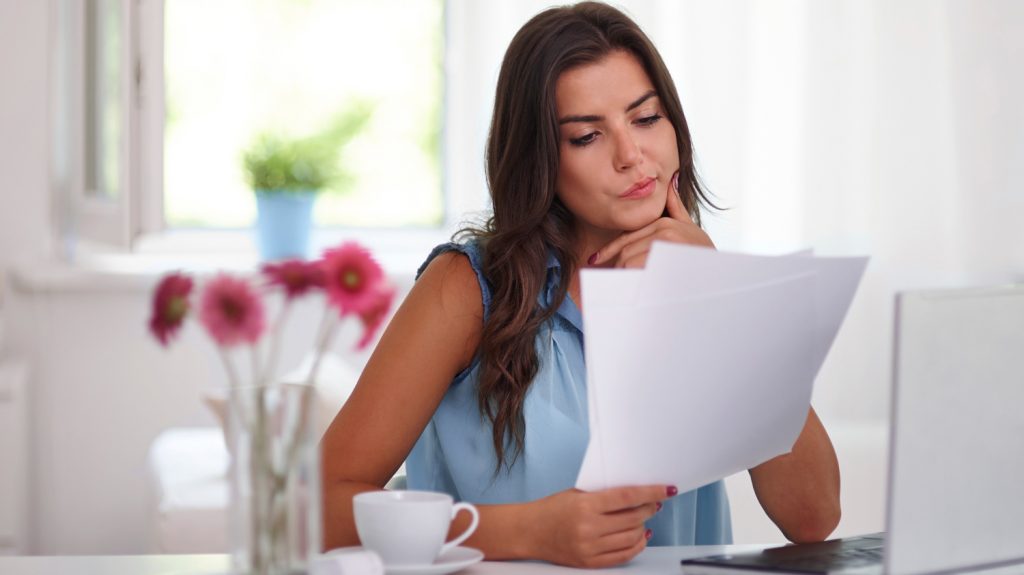 woman analyze financial credit score