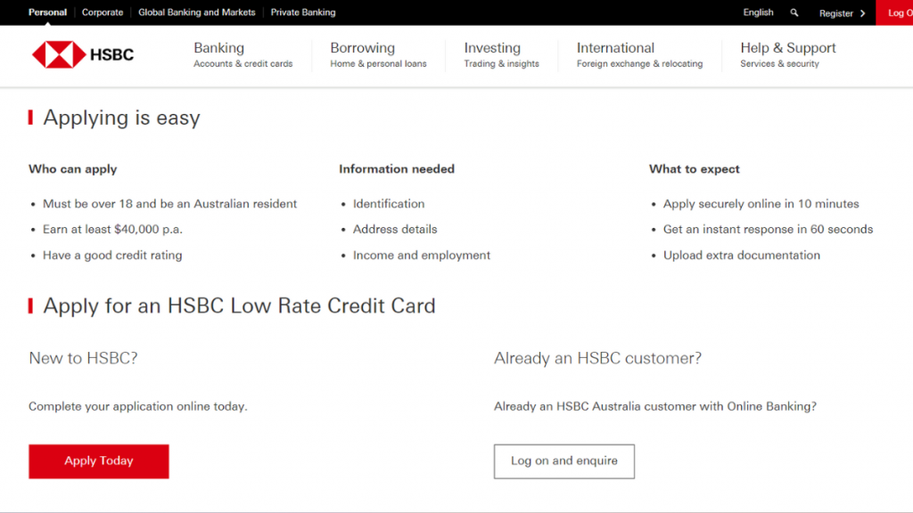 HSBC Low Rate Card