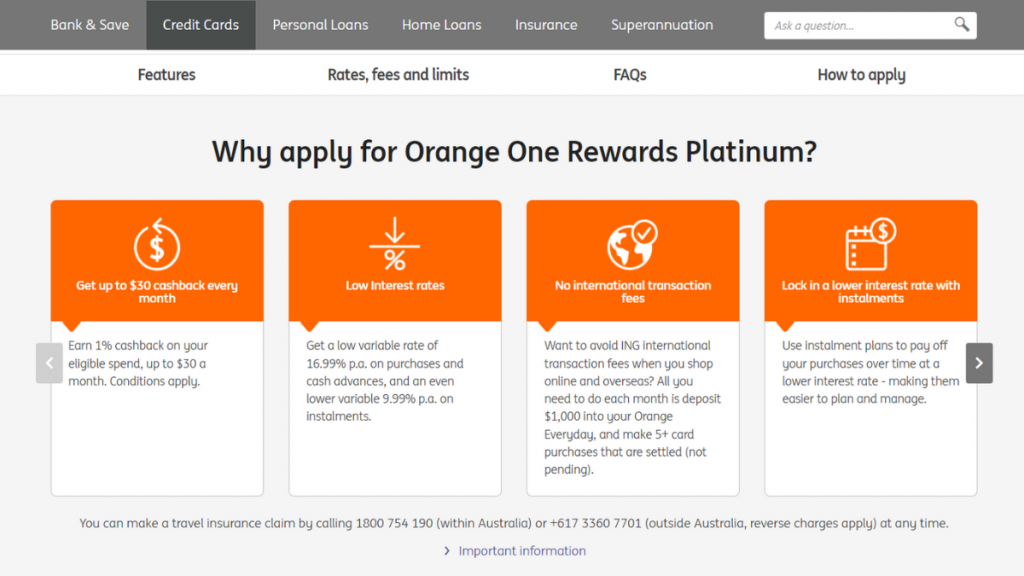 ING Orange One Rewards Platinum